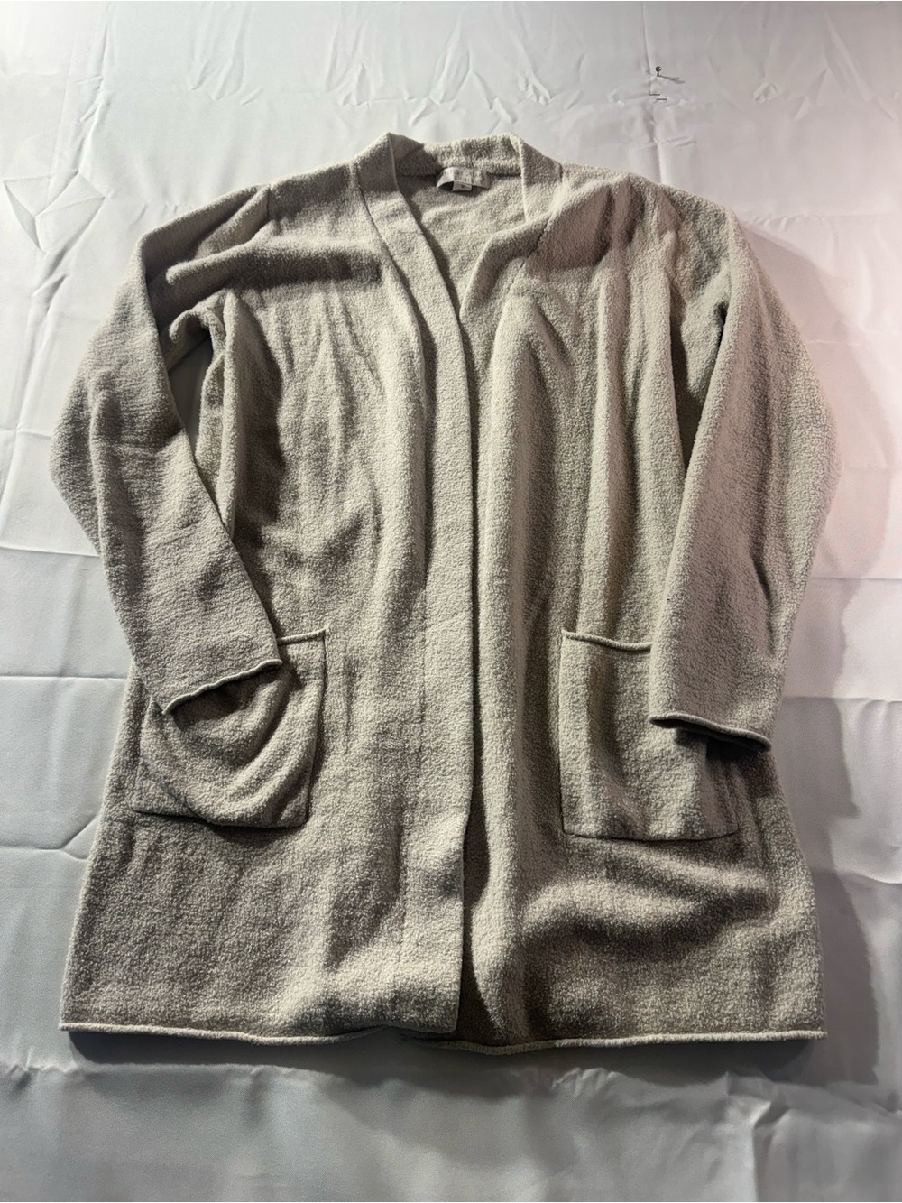 Barefoot Dreams Medium Cozy Chic Open-Front Cardigan in Light Oatmeal